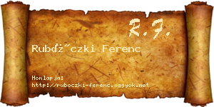 Rubóczki Ferenc névjegykártya